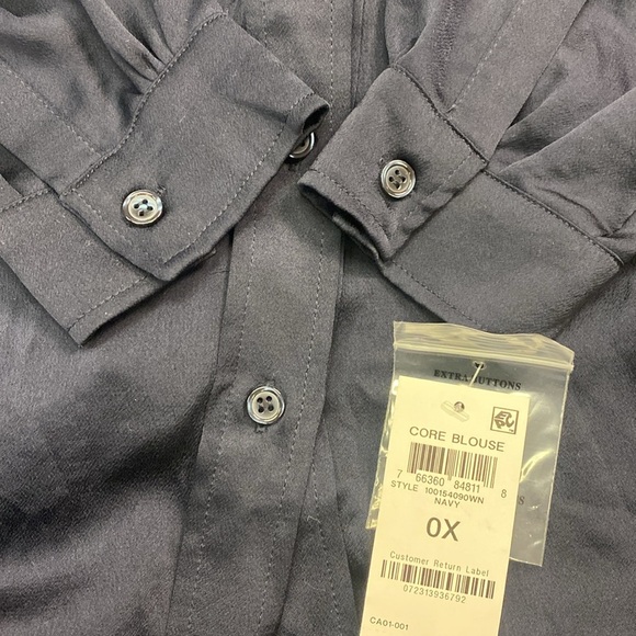 Alfani Core Blouse, Navy - Picture 3 of 6